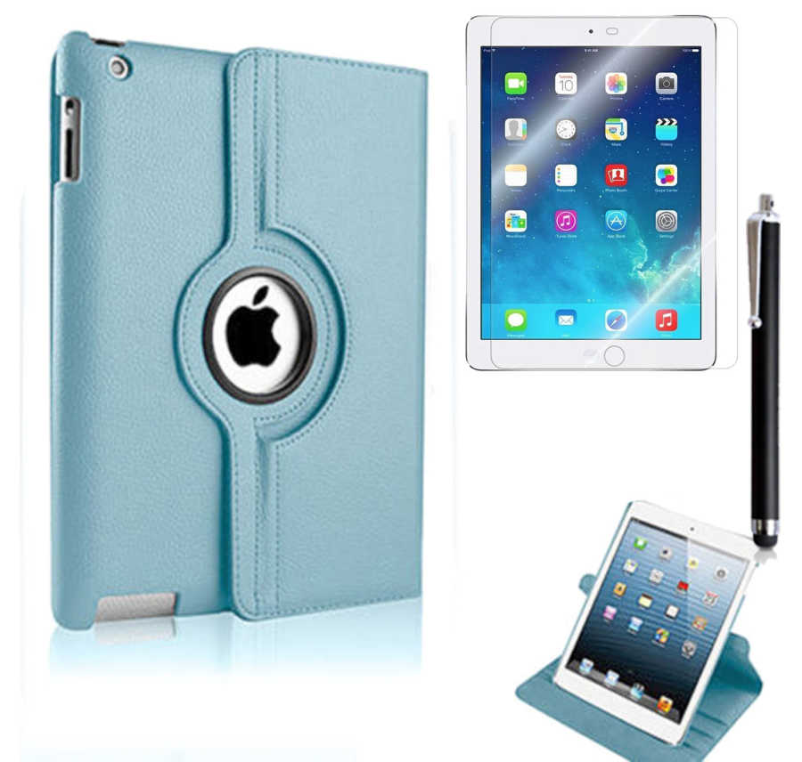 iPad Uyumlu Mini 2-3 Zore Dönebilen Standlı Kılıf-Mavi
