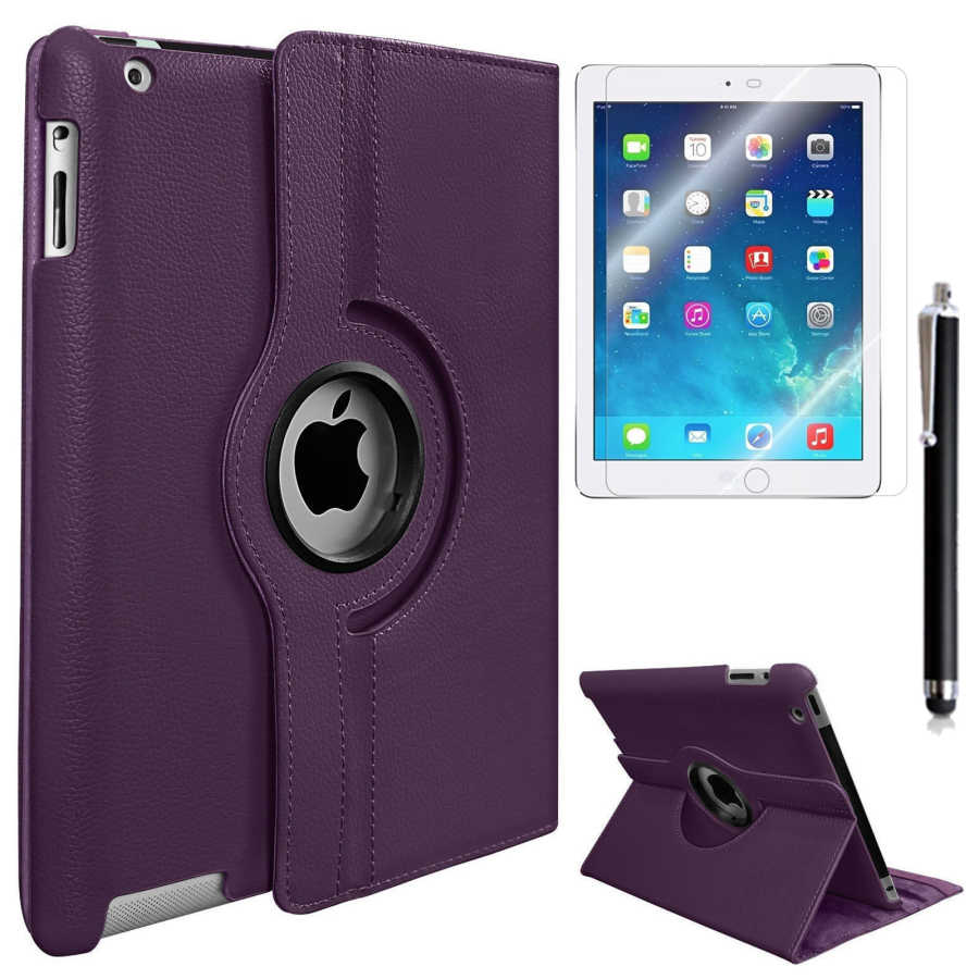 iPad Uyumlu Mini 2-3 Zore Dönebilen Standlı Kılıf-Mor