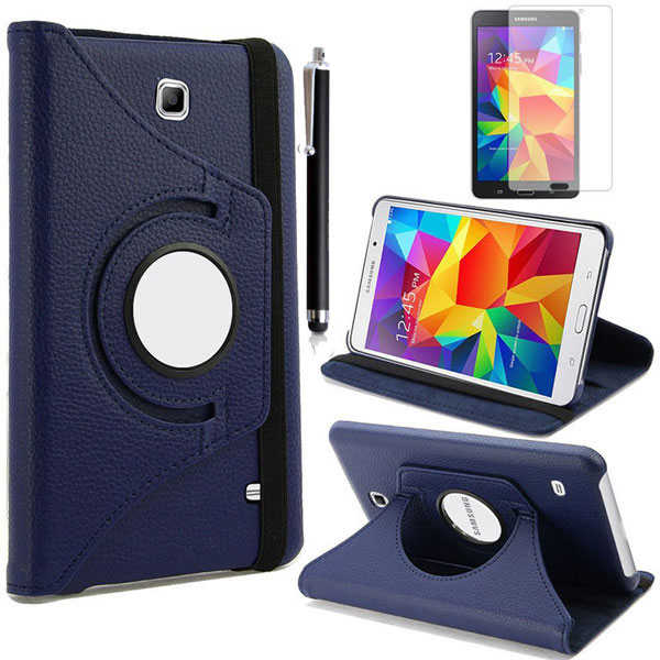 Galaxy Uyumlu Tab 4 7.0 T230 Zore Dönebilen Standlı Kılıf-Lacivert