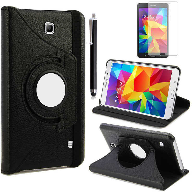 Galaxy Uyumlu Tab 4 7.0 T230 Zore Dönebilen Standlı Kılıf-Siyah