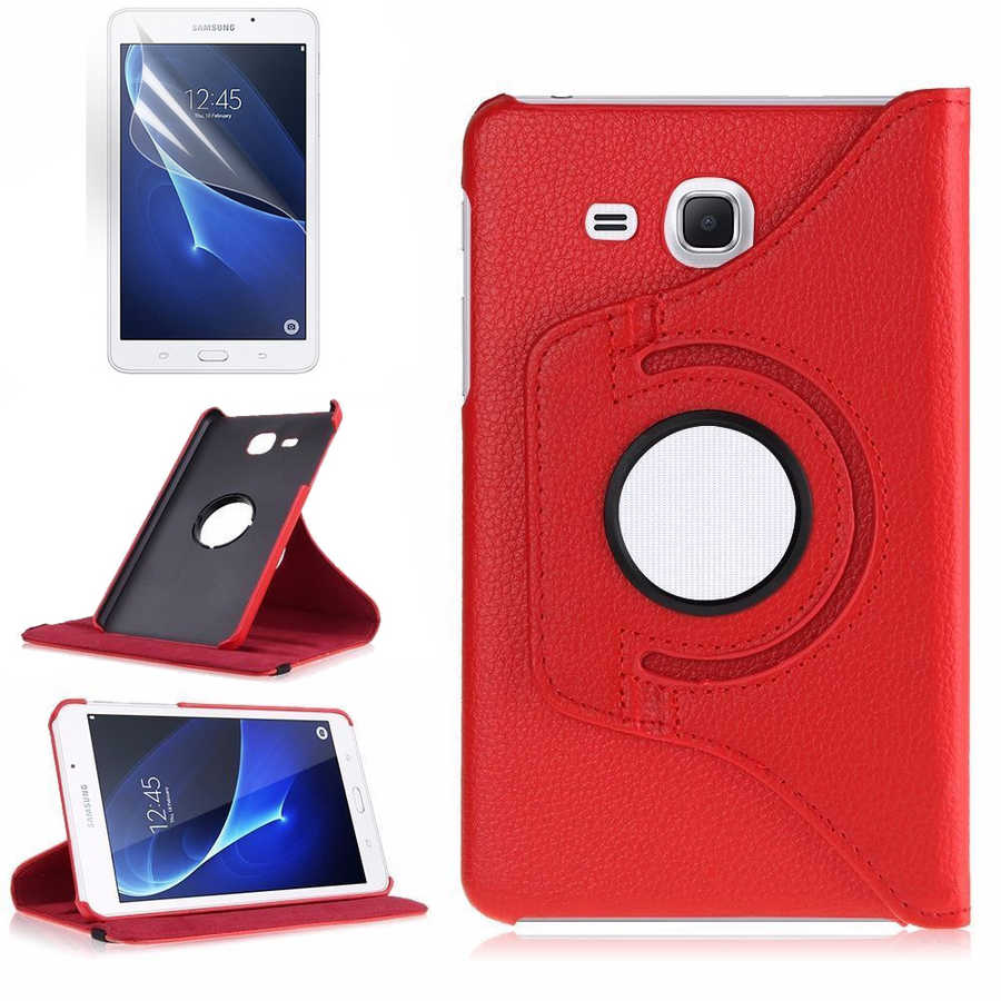 Galaxy Uyumlu Tab 4 T280 Zore Dönebilen Standlı Kılıf-Kırmızı