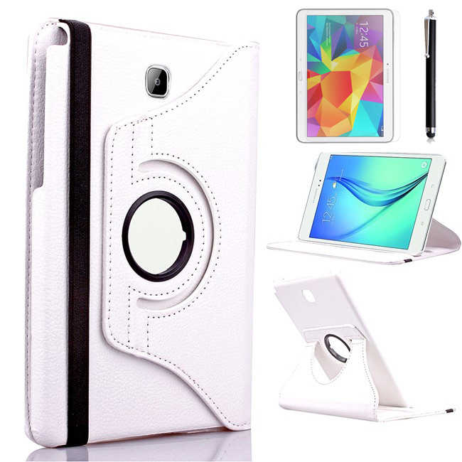 Galaxy Uyumlu Tab A T350 8.0 Zore Dönebilen Standlı Kılıf-Beyaz
