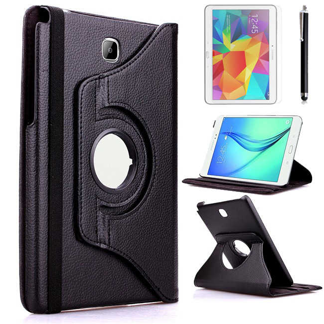 Galaxy Uyumlu Tab A T350 8.0 Zore Dönebilen Standlı Kılıf-Siyah