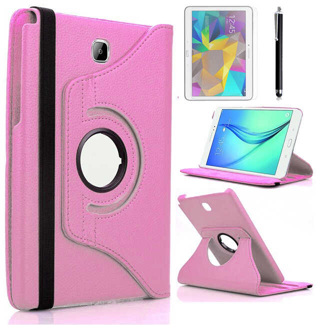 Galaxy Uyumlu Tab A T550 9.7 Zore Dönebilen Standlı Kılıf-Pembe açık