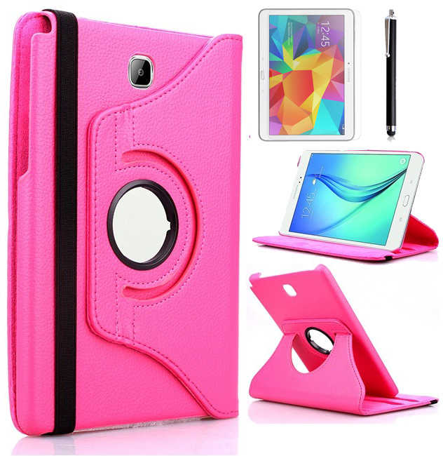 Galaxy Uyumlu Tab A T550 9.7 Zore Dönebilen Standlı Kılıf-Pembe koyu