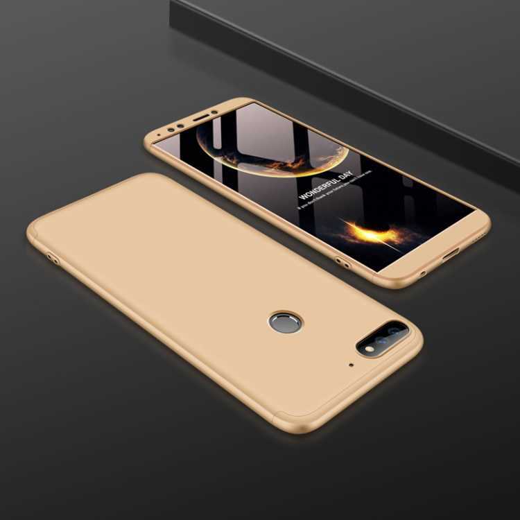 Huawei Uyumlu Y7 2018 Kılıf Zore Ays Kapak-Gold