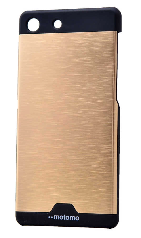 Sony Xperia M5 Kılıf Zore Metal Motomo Kapak-Gold