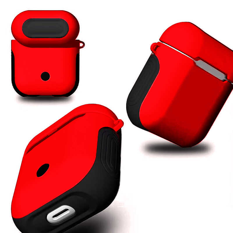 Airpods Uyumlu Kılıf Zore Shockproof Silikon-Kırmızı