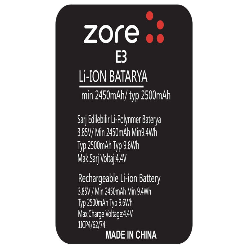 General Mobile DisKapaky E3 Zore A Kalite Uyumlu Batarya