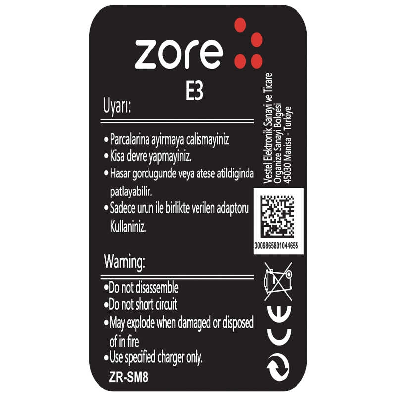 General Mobile DisKapaky E3 Zore A Kalite Uyumlu Batarya