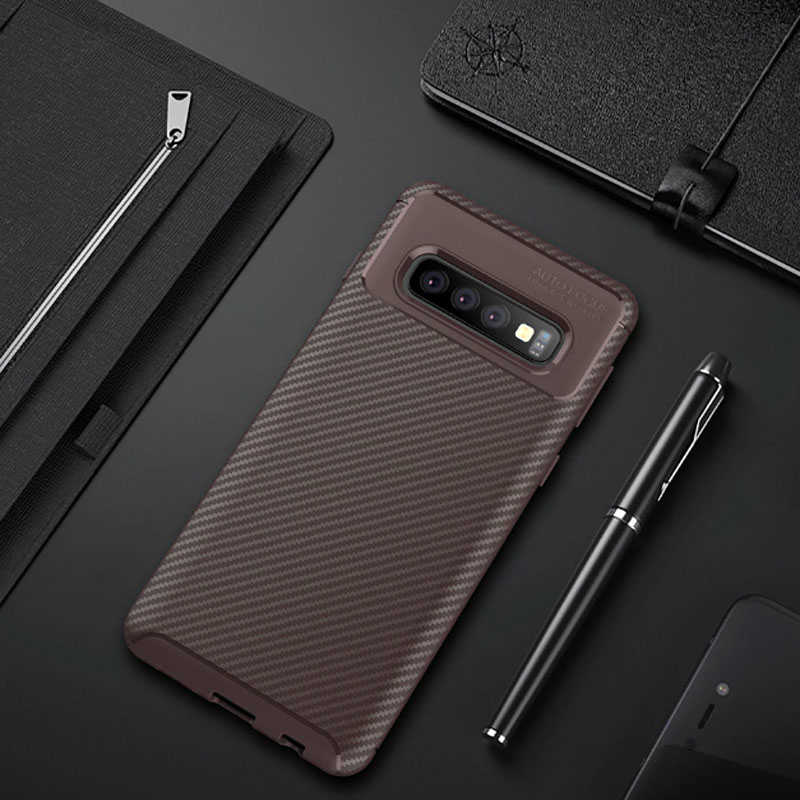 Galaxy Uyumlu S10 Kılıf Zore Negro Silikon Kapak-Kahverengi