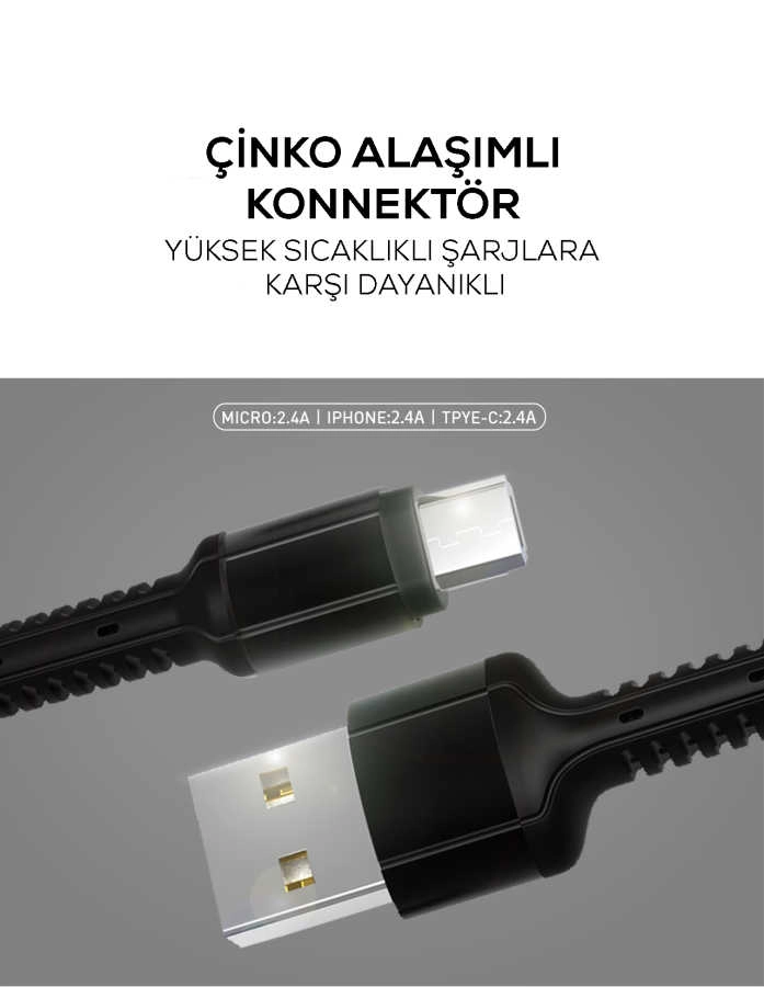 Zore LS63 Type-C Usb Kablo-Kırmızı