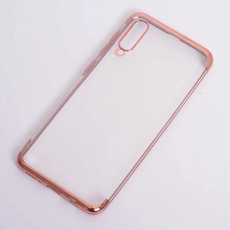 Galaxy Uyumlu A50 Kılıf Zore Dört Köşeli Lazer Silikon Kapak-Rose gold