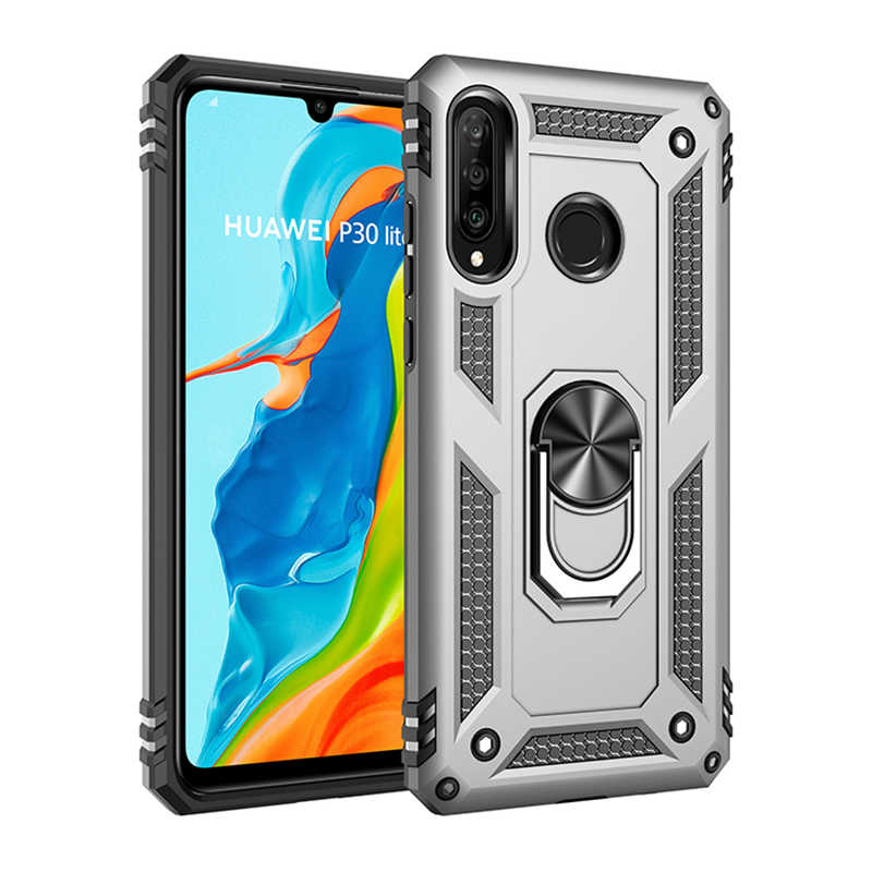 Huawei Uyumlu P30 Lite Kılıf Zore Vega Kapak-Gri