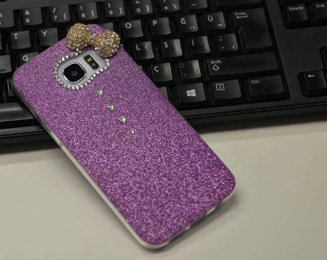 Galaxy Uyumlu S7 Kılıf Zore Fiyonklu Simli Silikon-Mor