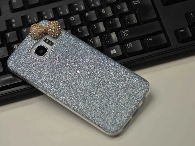 Galaxy Uyumlu S7 Kılıf Zore Fiyonklu Simli Silikon-Pembe