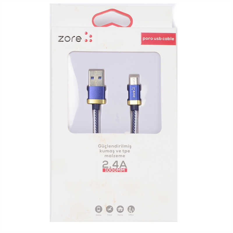 Zore Poro Micro Usb Kablo 1M-Beyaz