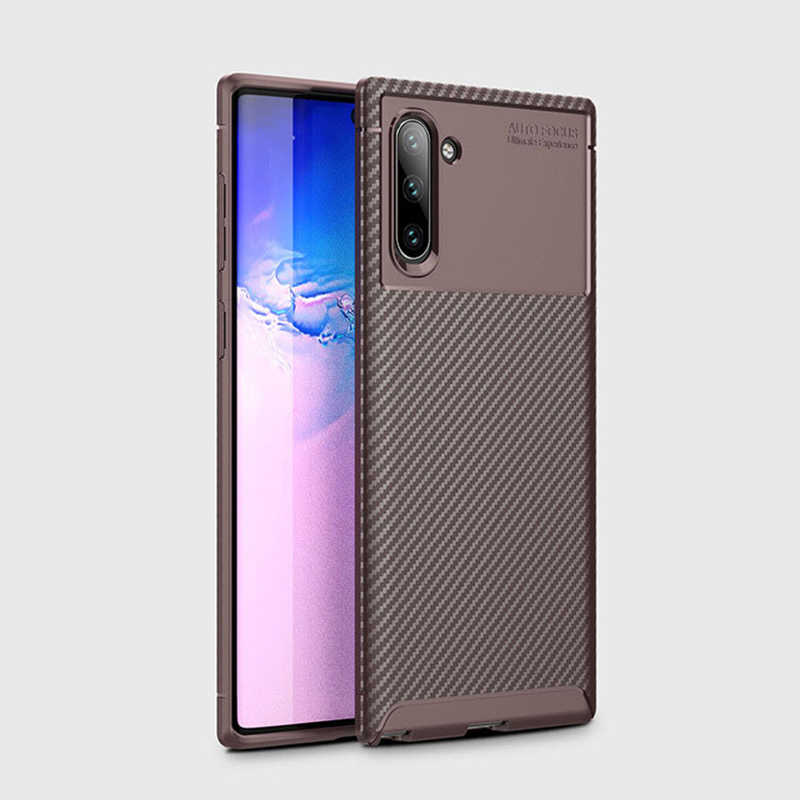 Galaxy Uyumlu Note 10 Kılıf Zore Negro Silikon Kapak-Kahverengi