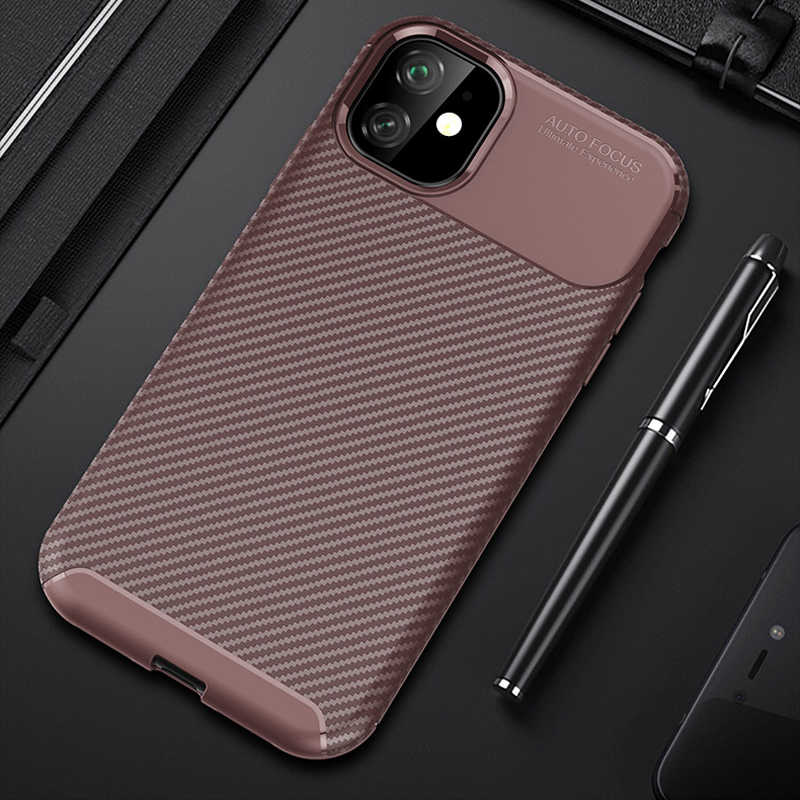 iPhone Uyumlu 11 Kılıf Zore Negro Silikon Kapak-Kahverengi