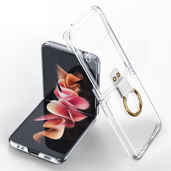Galaxy Uyumlu Z Flip 3 Kılıf Zore Yüzüklü Kıpta Kapak