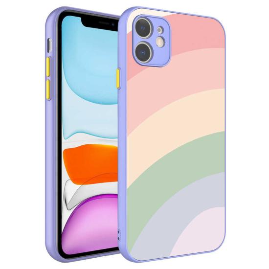iPhone Uyumlu 11 Kılıf Kamera Korumalı Renkli Temperli Zore X-Cam Kapak