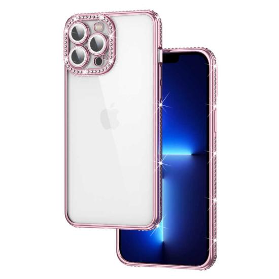 iPhone Uyumlu 13 Pro Kılıf Kamera Korumalı Taşlı Zore Mina Kapak