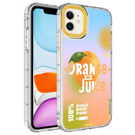 iPhone Uyumlu 11 Kılıf Kamera Korumalı Renkli Desenli Sert Silikon Zore Korn Kapak