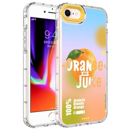 iPhone Uyumlu SE 2020 Kılıf Kamera Korumalı Renkli Desenli Sert Silikon Zore Korn Kapak