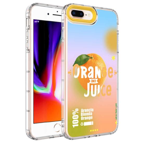 iPhone Uyumlu 8 Plus Kılıf Kamera Korumalı Renkli Desenli Sert Silikon Zore Korn Kapak