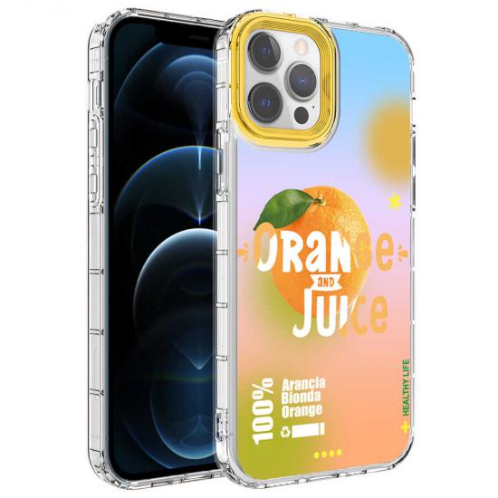 iPhone Uyumlu 12 Pro Max Kılıf Kamera Korumalı Renkli Desenli Sert Silikon Zore Korn Kapak