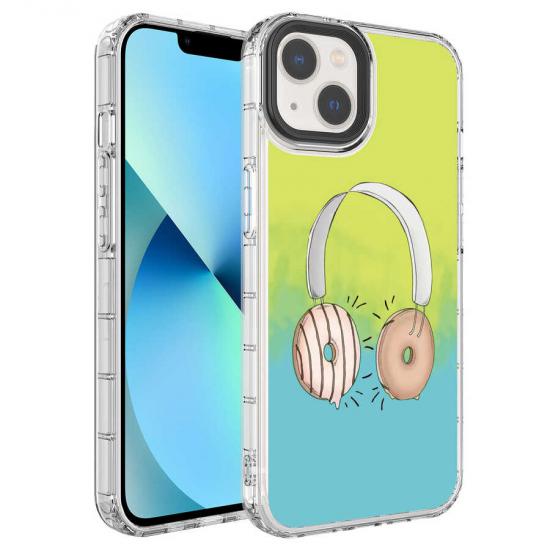 iPhone Uyumlu 14 Plus Kılıf Kamera Korumalı Renkli Desenli Sert Silikon Zore Korn Kapak