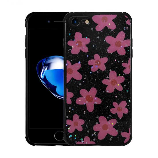 iPhone Uyumlu SE 2020 Kılıf Simli Desenli Kamera Korumalı Parlak Zore Popy Kapak