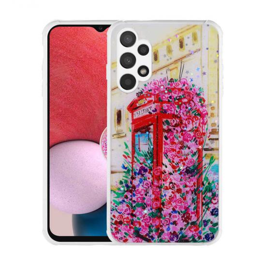 Galaxy Uyumlu A13 4G Kılıf Simli Desenli Kamera Korumalı Parlak Zore Popy Kapak