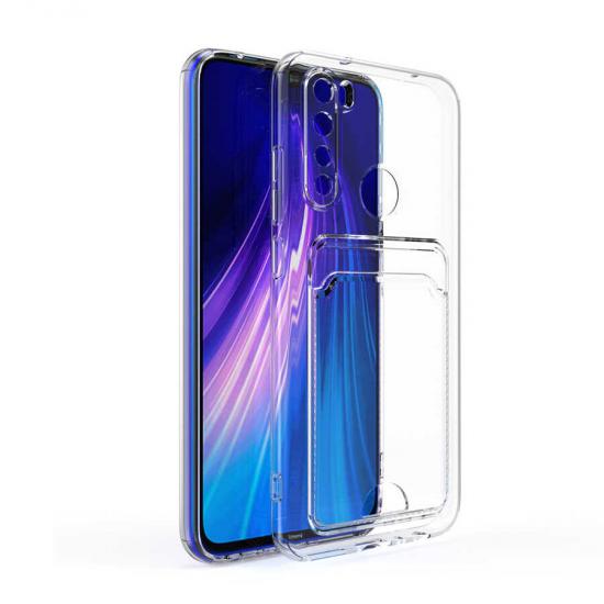 Xiaomi Uyumlu  Redmi Note 8 Kılıf Kartlıklı Şeffaf Zore Setra Clear Silikon Kapak