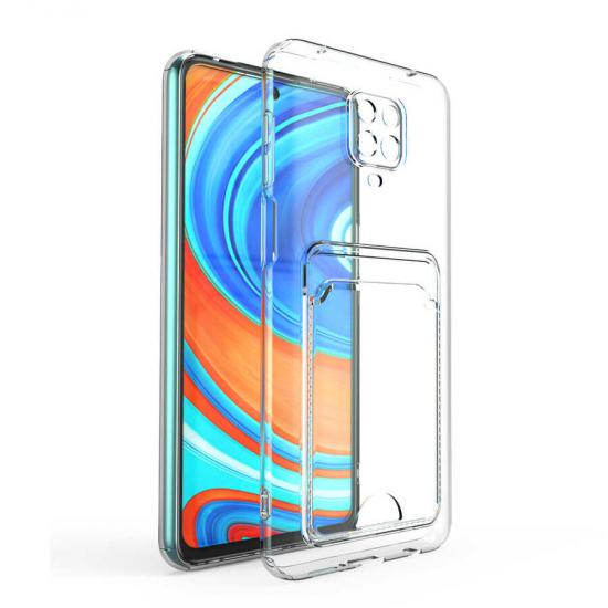 Xiaomi Uyumlu  Redmi Note 9 Pro Kılıf Kartlıklı Şeffaf Zore Setra Clear Silikon Kapak