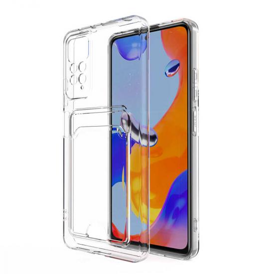 Xiaomi Uyumlu  Redmi Note 11 Global Kılıf Kartlıklı Şeffaf Zore Setra Clear Silikon Kapak