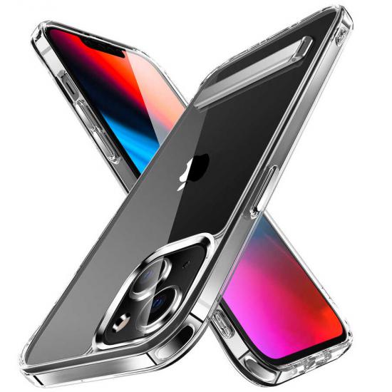 iPhone Uyumlu 14 Plus Kılıf Standlı Şeffaf Silikon Zore L-Stand Kapak