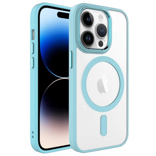 iPhone Uyumlu 14 Pro Kılıf Wireless Şarj Özellikli Zore Krom M-safe Silikon Kapak