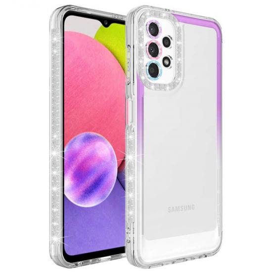 Galaxy Uyumlu A53 5G Kılıf Simli ve Renk Geçiş Tasarımlı Lens Korumalı Zore Park Kapak