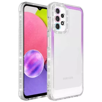 Galaxy Uyumlu A13 4G Kılıf Simli ve Renk Geçiş Tasarımlı Lens Korumalı Zore Park Kapak