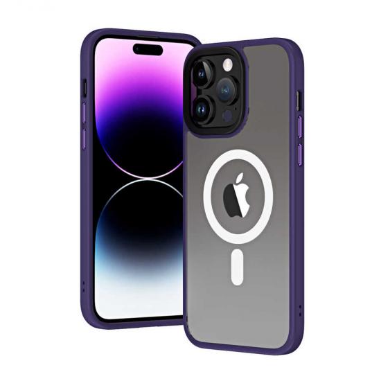 iPhone Uyumlu 14 Pro Max  Kılıf Wireless Şarj Özellikli Zore Hibrit M-safe Kapak