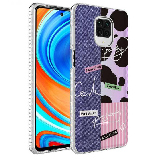 Xiaomi Uyumlu  Redmi Note 9S Kılıf Airbag Kenarlı Renkli Desenli Silikon Zore Elegans Kapak