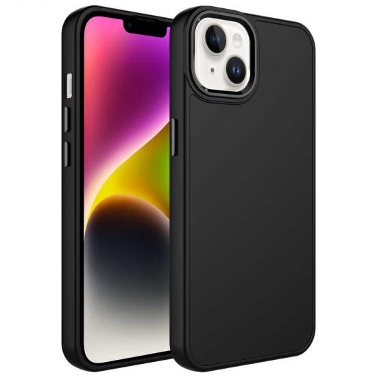iPhone Uyumlu 14 Plus Kılıf Metal Çerçeve ve Buton Tasarımlı Silikon Zore Luna Kapak