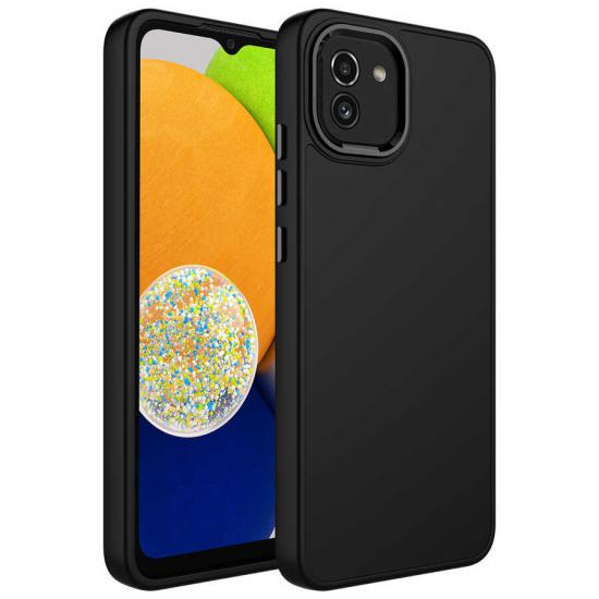Galaxy Uyumlu A03 Kılıf Metal Çerçeve ve Buton Tasarımlı Silikon Zore Luna Kapak