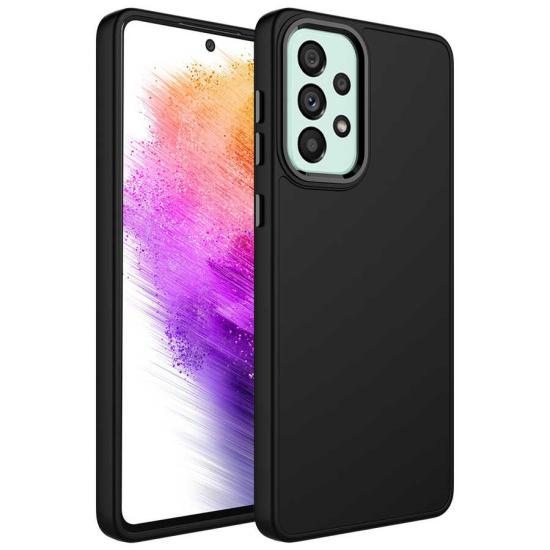 Galaxy Uyumlu A53 5G Kılıf Metal Çerçeve ve Buton Tasarımlı Silikon Zore Luna Kapak
