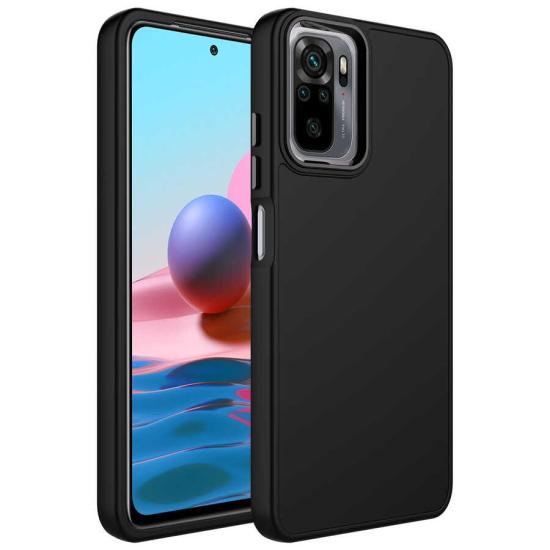 Xiaomi Uyumlu  Redmi Note 10 Kılıf Metal Çerçeve ve Buton Tasarımlı Silikon Zore Luna Kapak