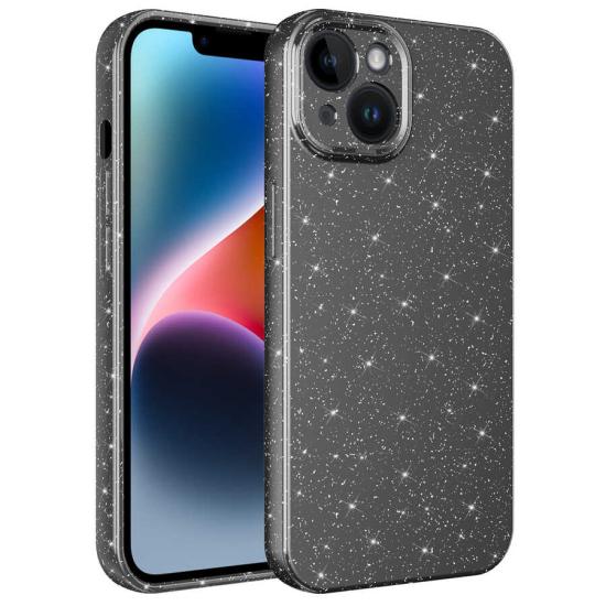 iPhone Uyumlu 14 Kılıf Kamera Korumalı Simli Lüks Zore Koton Kapak