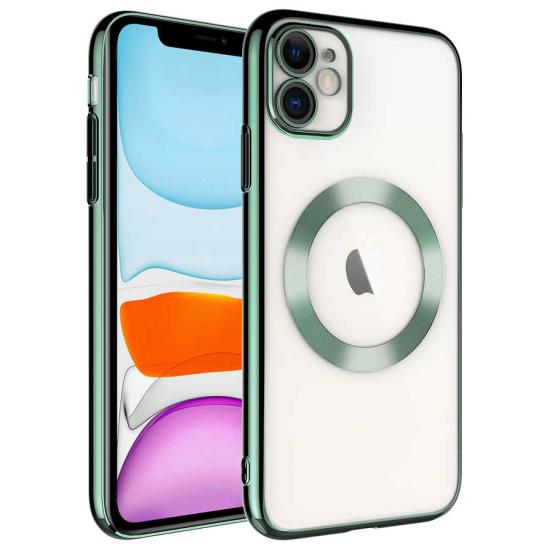 iPhone Uyumlu 11 Kılıf Wireless Şarj Özellikli Sert PC Zore Riksos M-safe Kapak