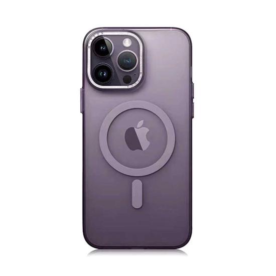 iPhone Uyumlu 14 Pro Kılıf M-safe Şarj Özellikli Buzlu Sert PC Zore Tuval Kapak