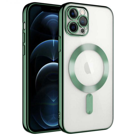 iPhone Uyumlu 12 Pro Max Kılıf Kamera Korumalı M-safe Wireless Şarj Özellikli Zore Demre Kapak